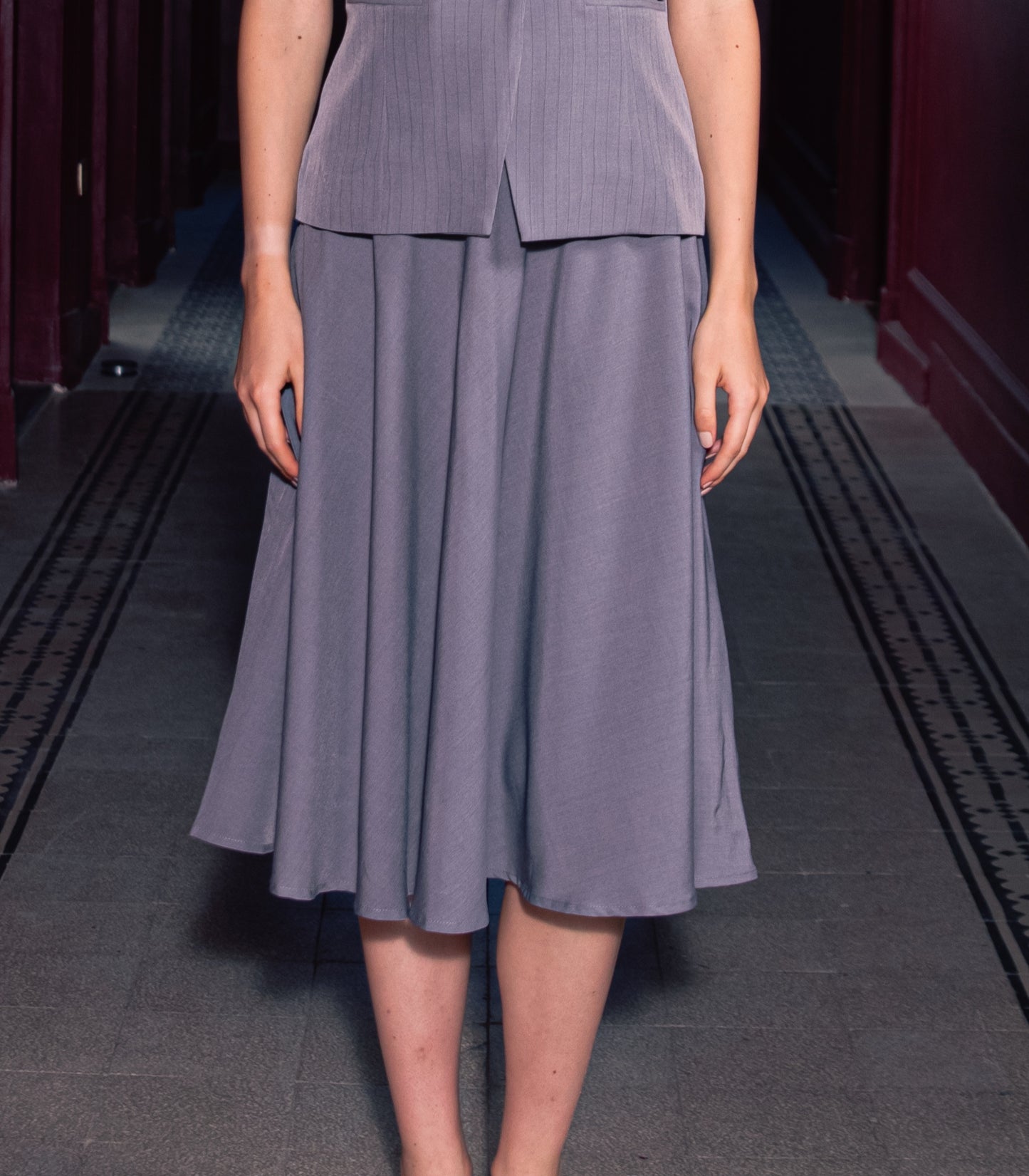 GRAY MIDI SKIRT