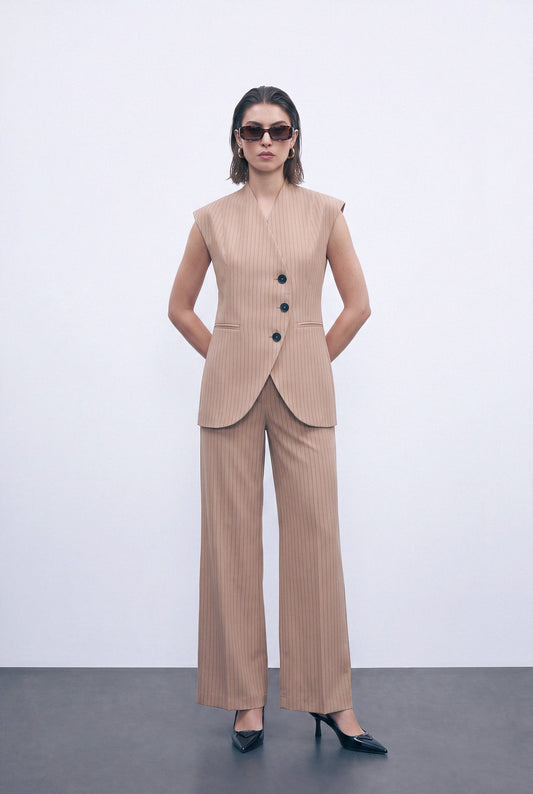 BIEGE PINESTRIPE SET