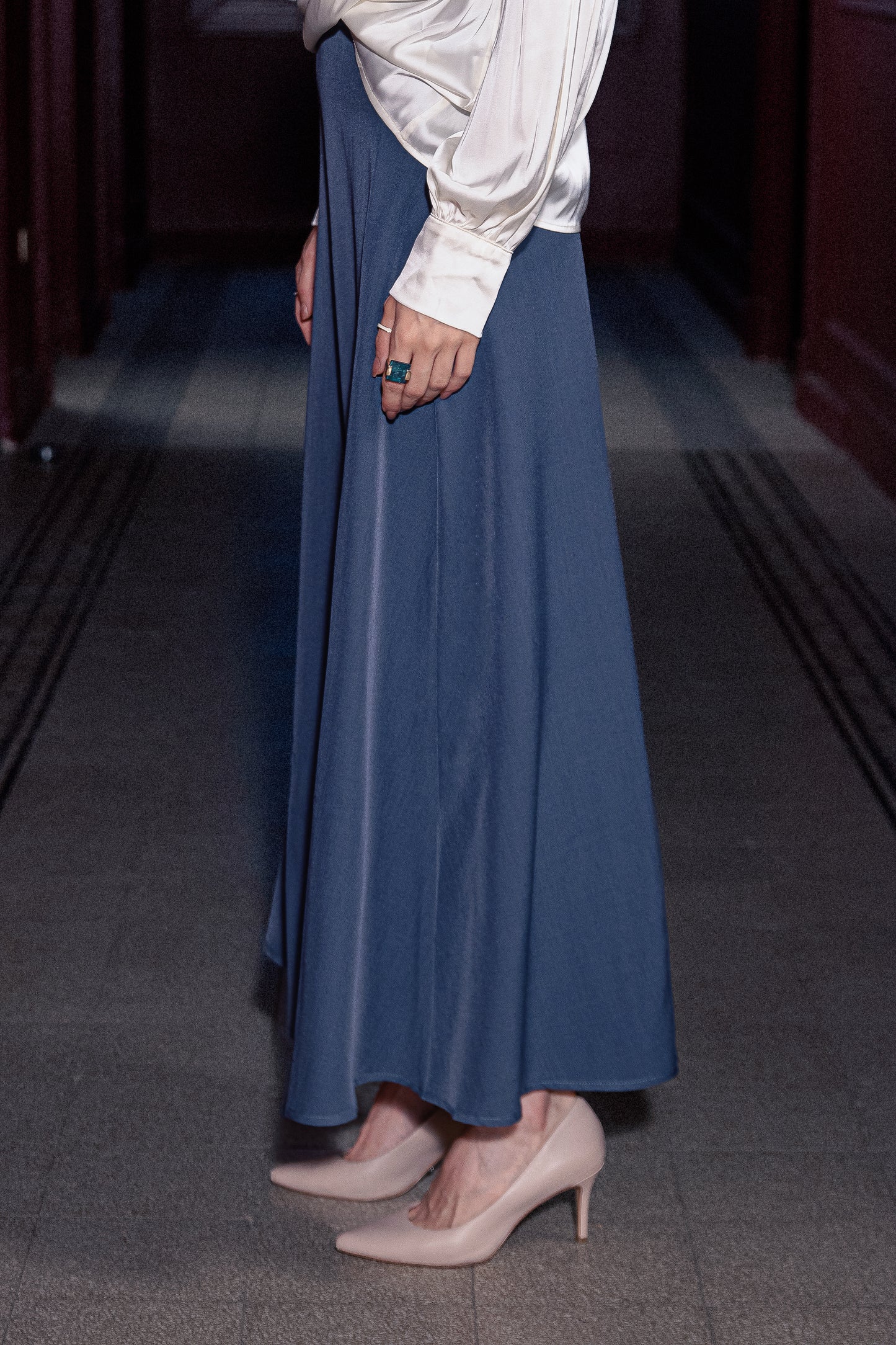 DUSTY BLUE SUMMER MAXI SKIRT